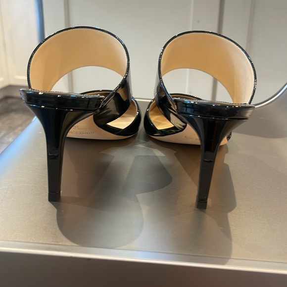 NIB JIMMY CHOO HAWKE 65 BLACK PATENT LEATHER MULES. 39.5/8 - Picture 5 of 9